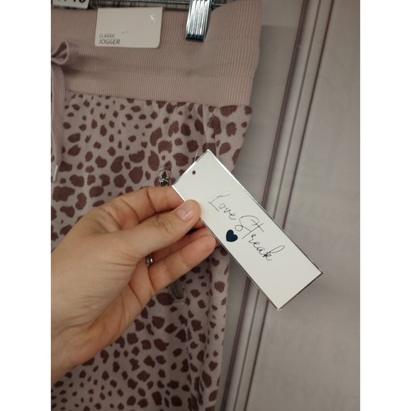 NWT Love Streak Classic Jogger Sweatpants Women's SZ S Pink Animal Print Pockets - Picture 2 of 16